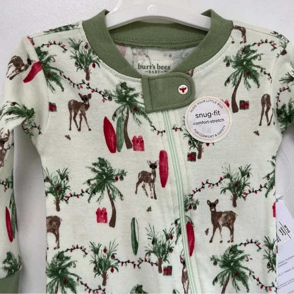NEW Burt’s bees winter pajamas Christmas Palm trees reindeer surfboards - Picture 2 of 4